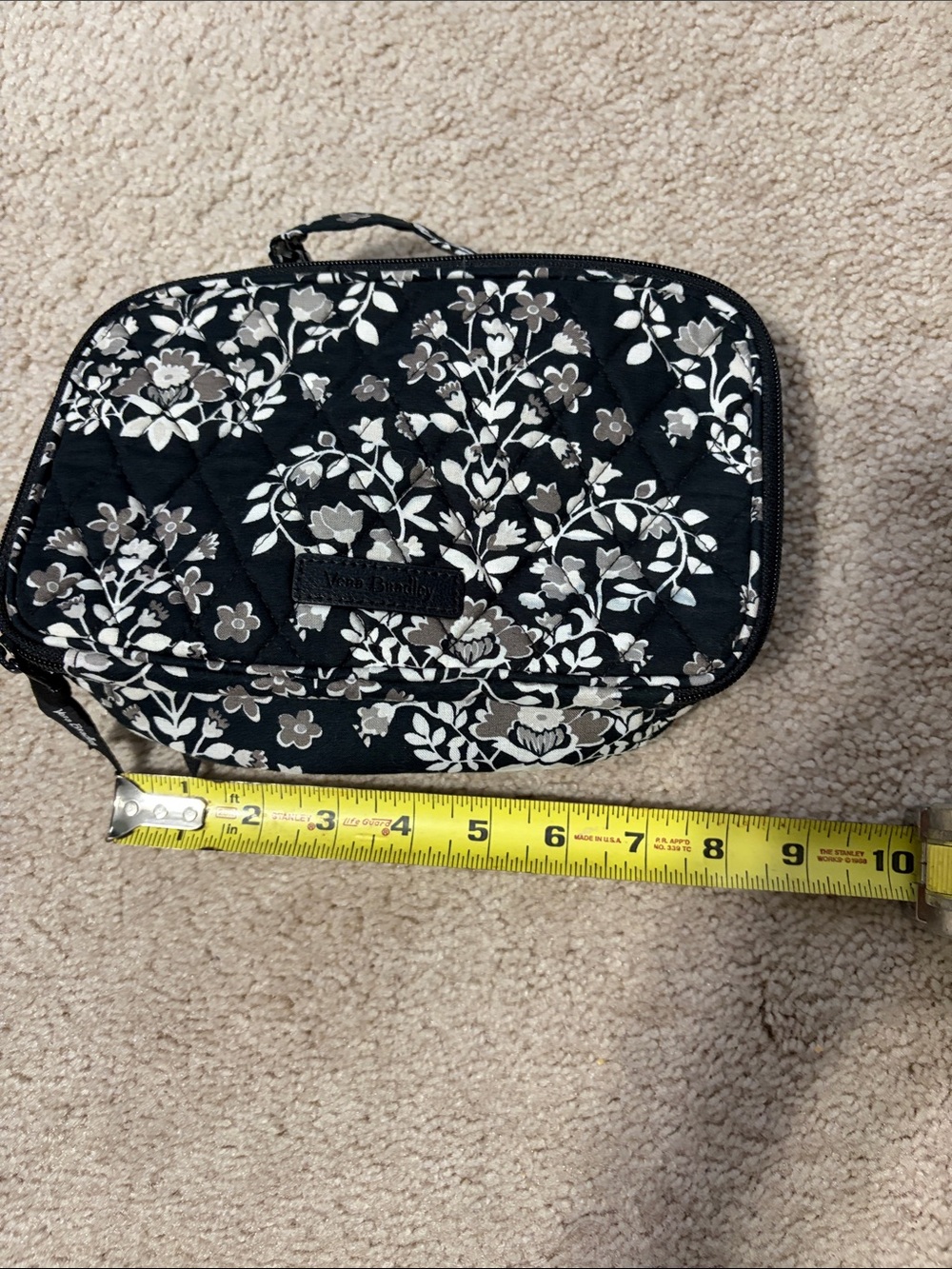 Vera Bradley Black Floral Quilted Cosmetic Pouch